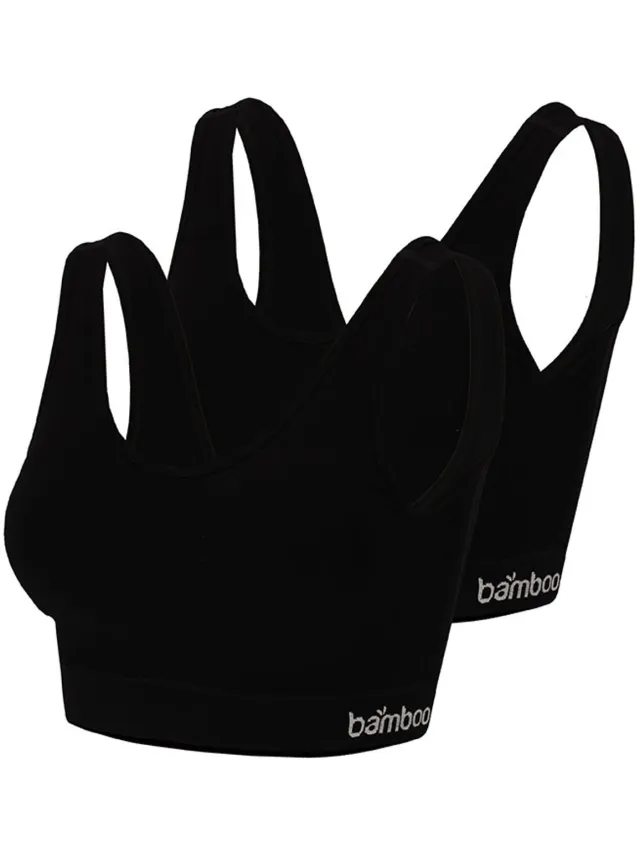 Apollo dames Seamless bra bamboe - voorgevormde cups - 2-pack - zwart