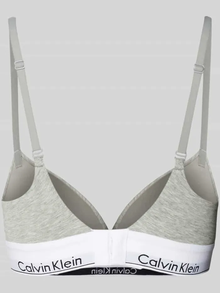 Calvin Klein Push-up-bh met label in band, model 'MODERN CTN' lichtgrijs, foto 2