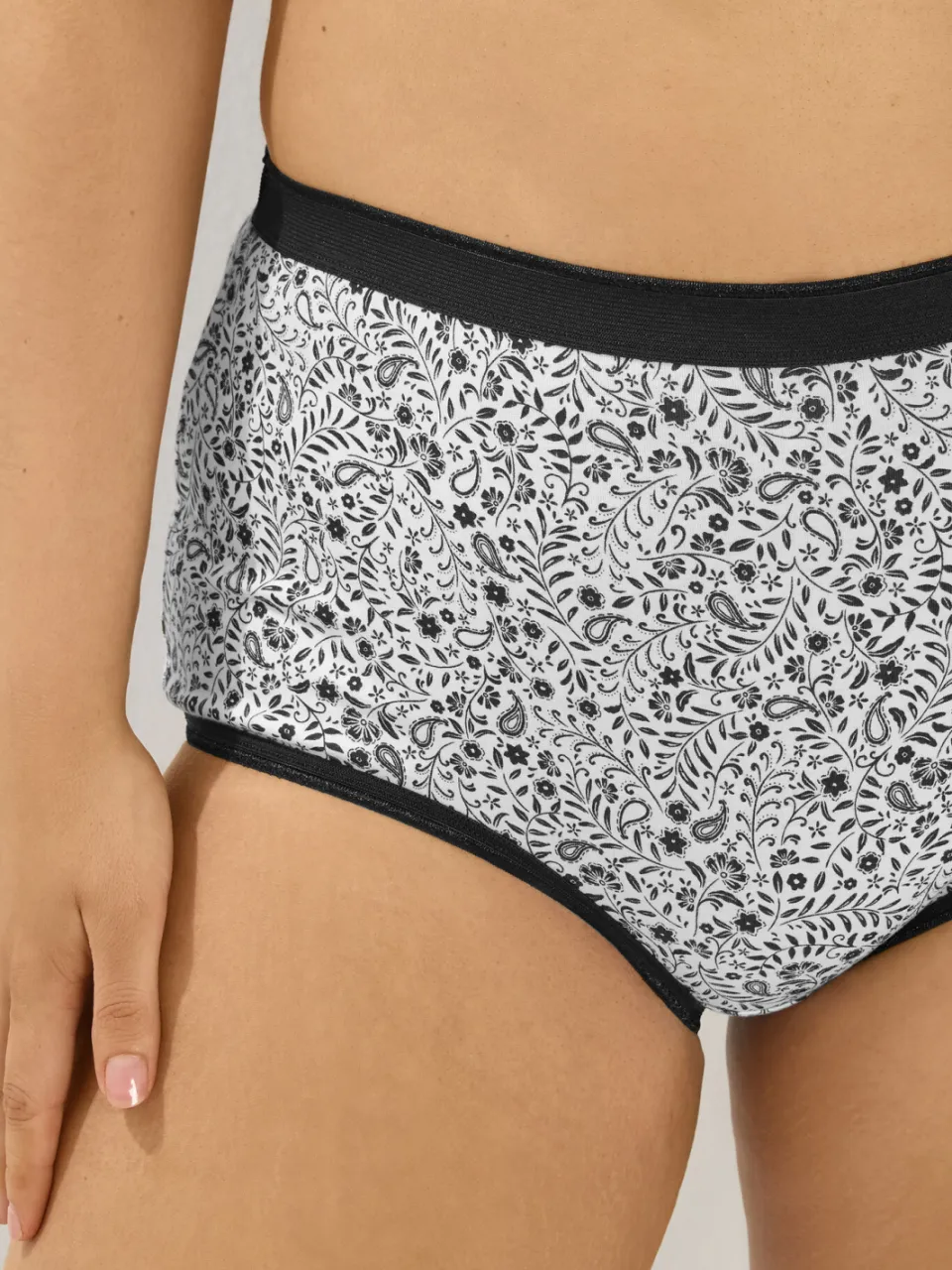 Yours 5 Pack Zwarte Slips Met Volledige Dekking En Paisleyprint-52, foto 5