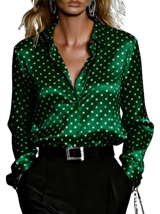 Currero Topje Dames Polkadots - Mouwloze Top - Singlet - Kleding - Shirt - Blouse - Kort - Volwassen - Donkergroen
