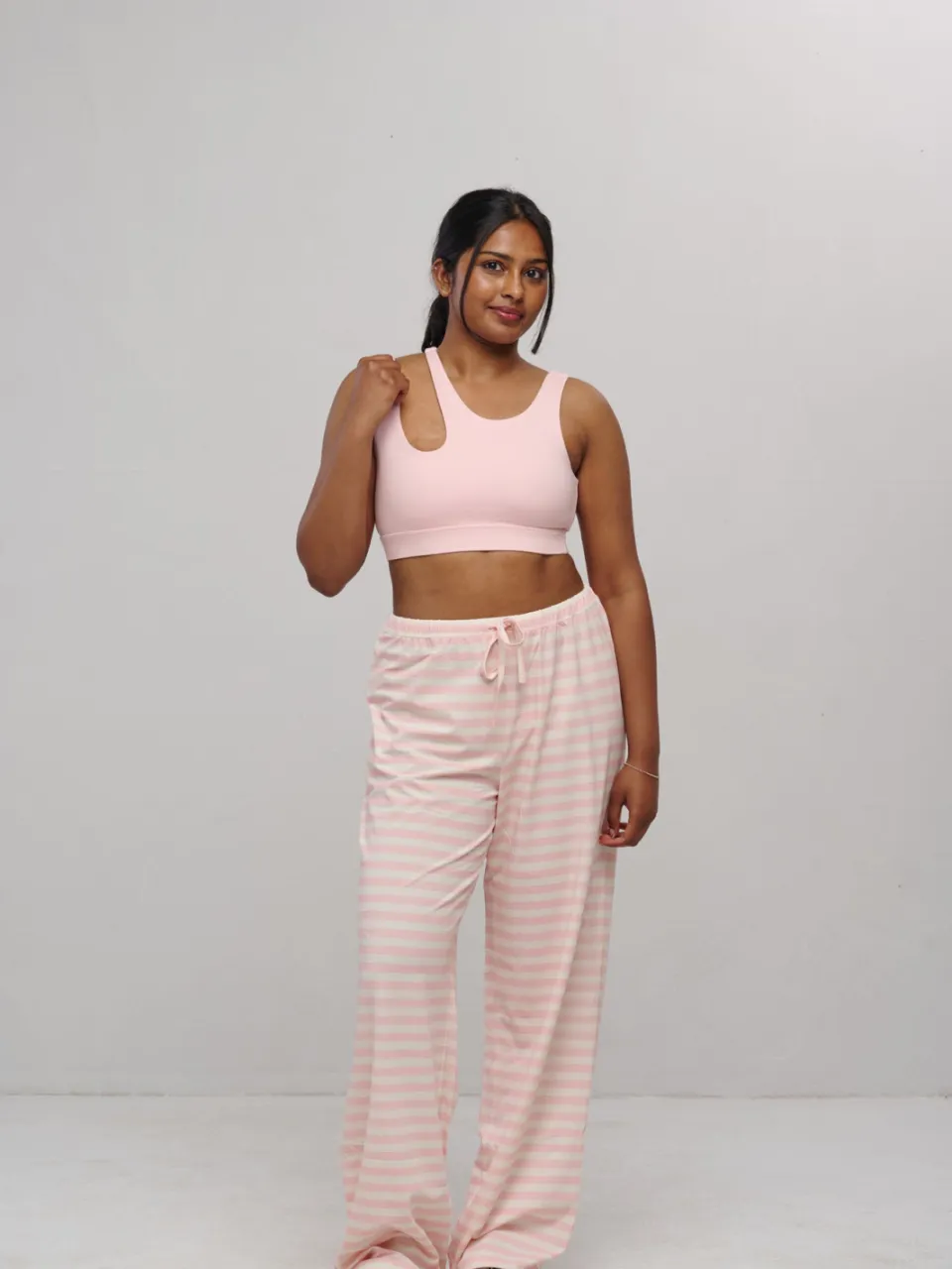 SEAAV dames vegan Broek Sailor Stripe Picnic Roze Lichtroze