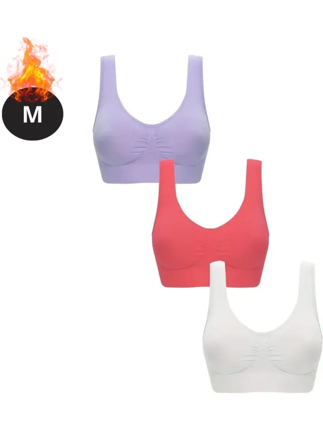Bovista BH Set Zonder Beugel - Zonder Bandjes - Push-up Bh's - Comfort Beha - Comfortabel - Sterk - Dames - 3 Pack - Gemengd 9