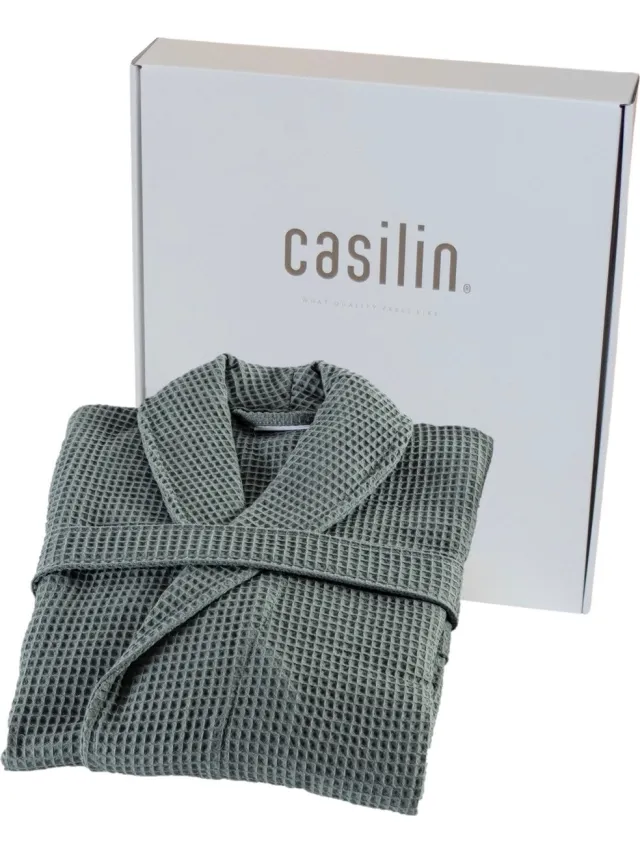 Casilin Kos Sauna Badjas in Geschenkdoos - Dames en Heren - Wafel 100% katoen - Eucalyptusgroen Donkergroen