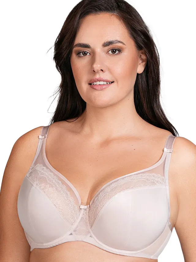Vivisence Dames BH Zacht Met Beugel - Kanten Afwerking En Verstelbare Bandjes - Mooie Ondersteuning En Draagcomfort De Hele Dag Beige