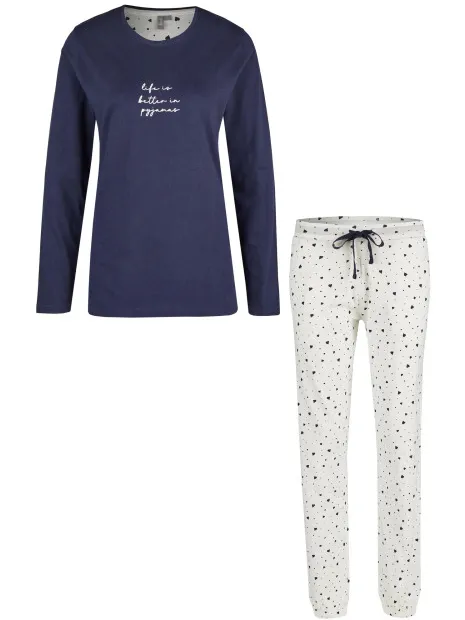 By Louise Dames pyjama set lang hartjes print blauw, foto 2