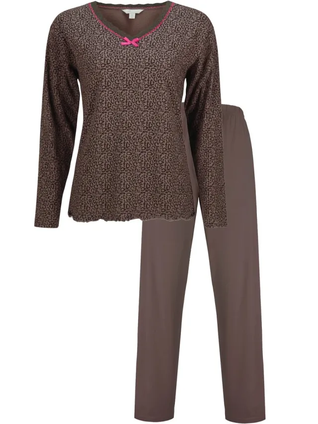 Irresistible Dames Pyjama - Lange Mouwen - Bruin