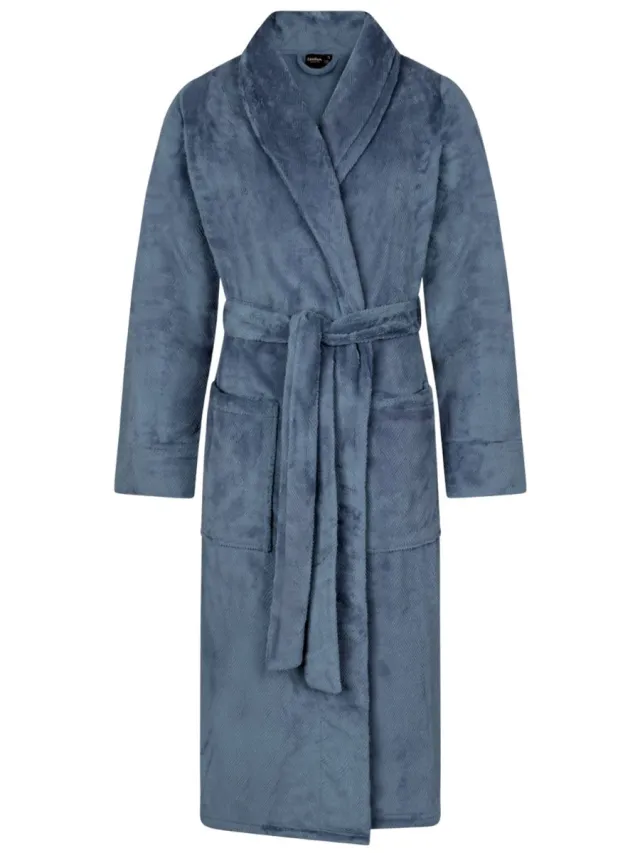Linolux Lou Dames fleece badjas - Denimblauw