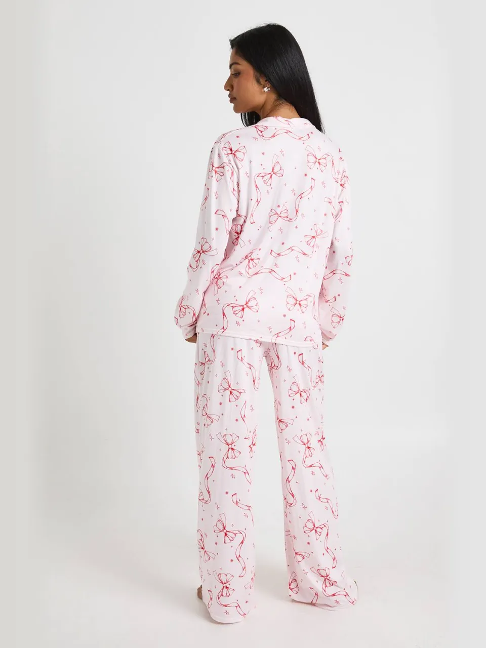 boohoo Dames Boogprint langarmig shirt & broek pyjama set baby roze, foto 3