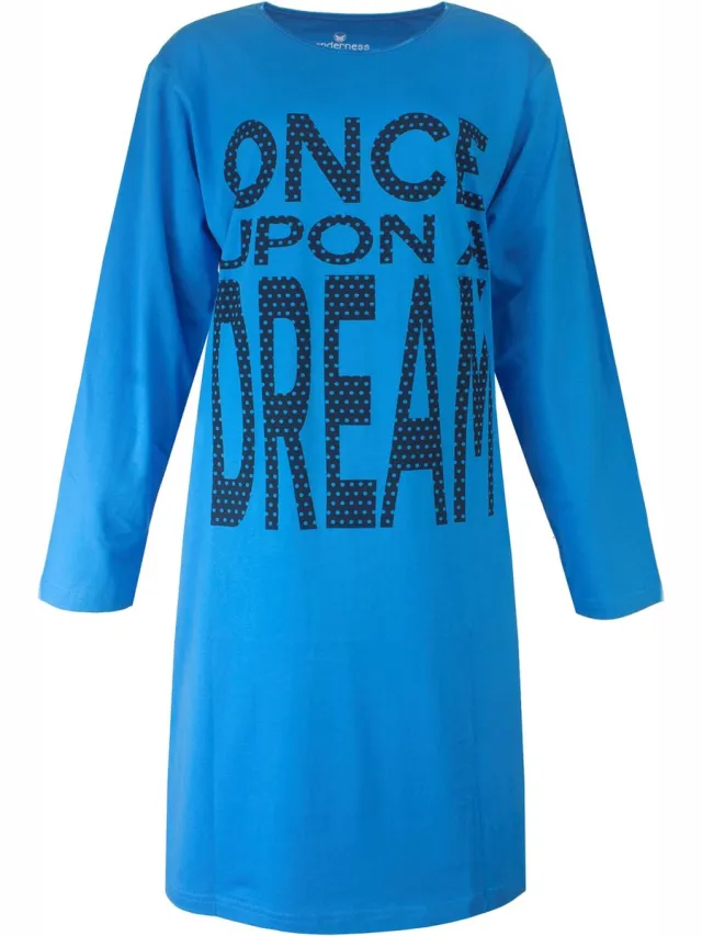 Tenderness Dames Nachthemd - Big Shirt - Helder Blauw