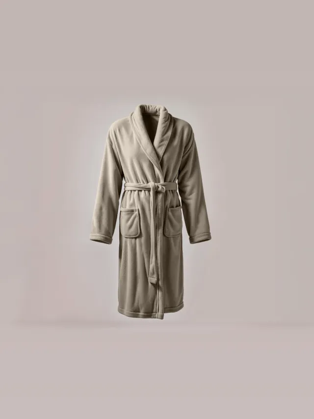 Dreamhouse Badjas - Coral Fleece - Badjas - Katoen badstof - Taupe