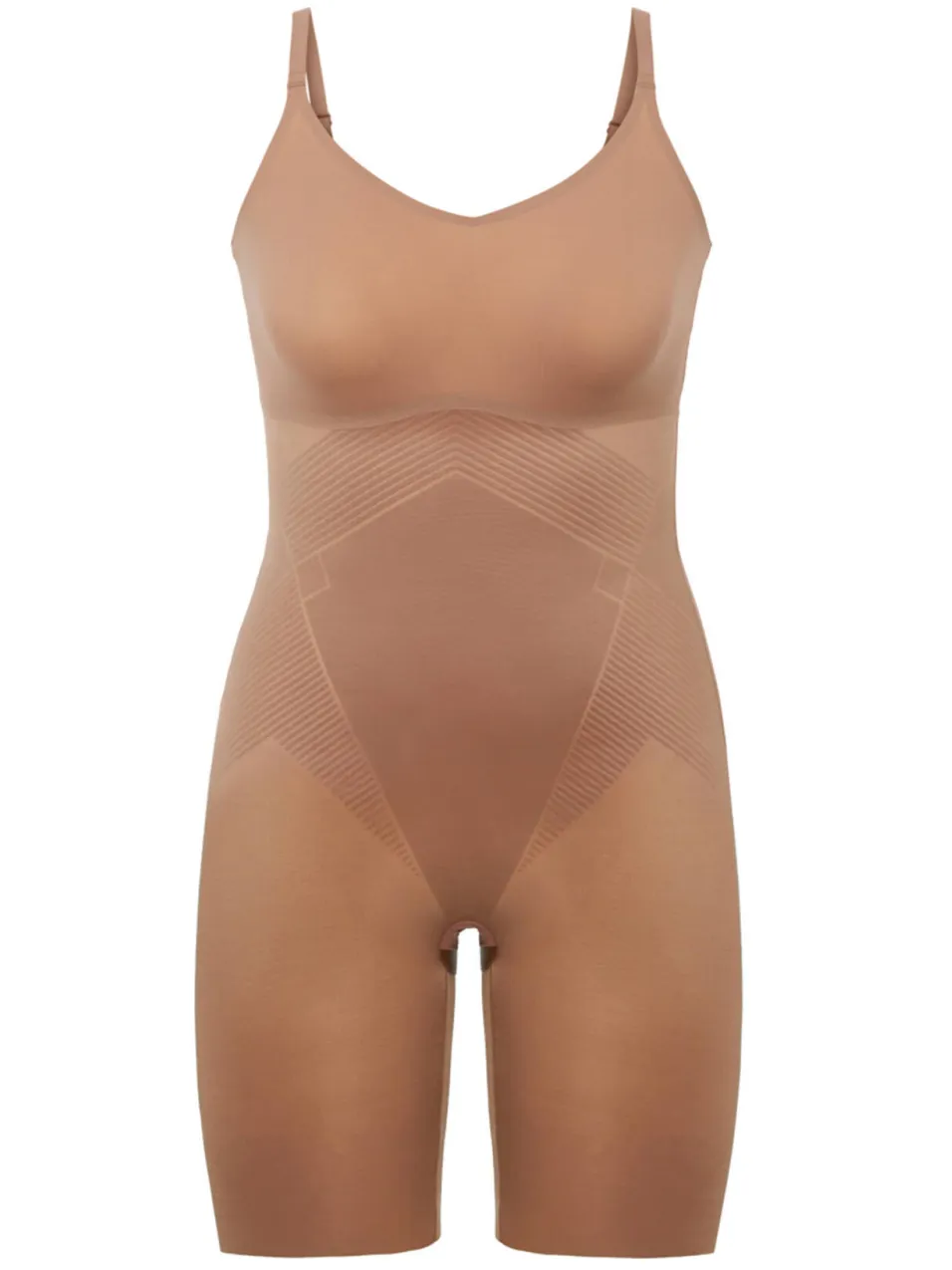 SPANX SPANXshape™ Invisible medium corrigerende Closed-Bust Mid-Thigh bodysuit donkerbeige, foto 2