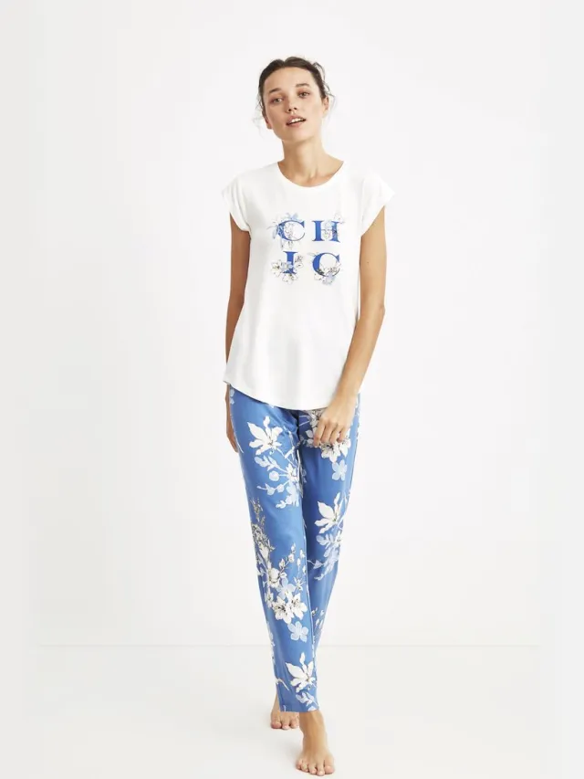 Catherine's Dames Pyjama Set, Korte Mouwen Wit