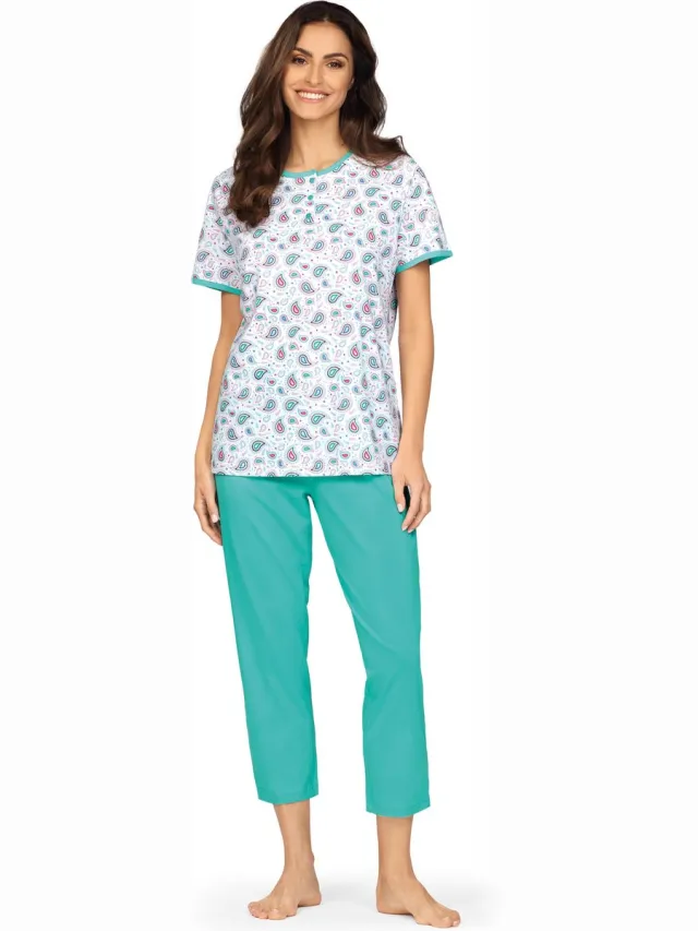 Comtessa Dames Pyjama 'Paisley' Turquoise