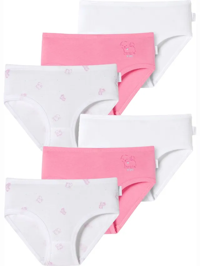 Schiesser Slip Fijne Rib weiss-rosa