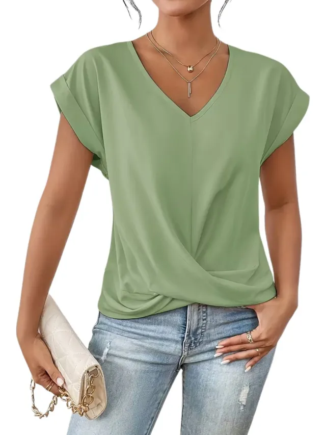 Currero Topje Dames - Top Kleding - Shirt - Blouse - Kort - Volwassen - Matchagroen Matcha-groen