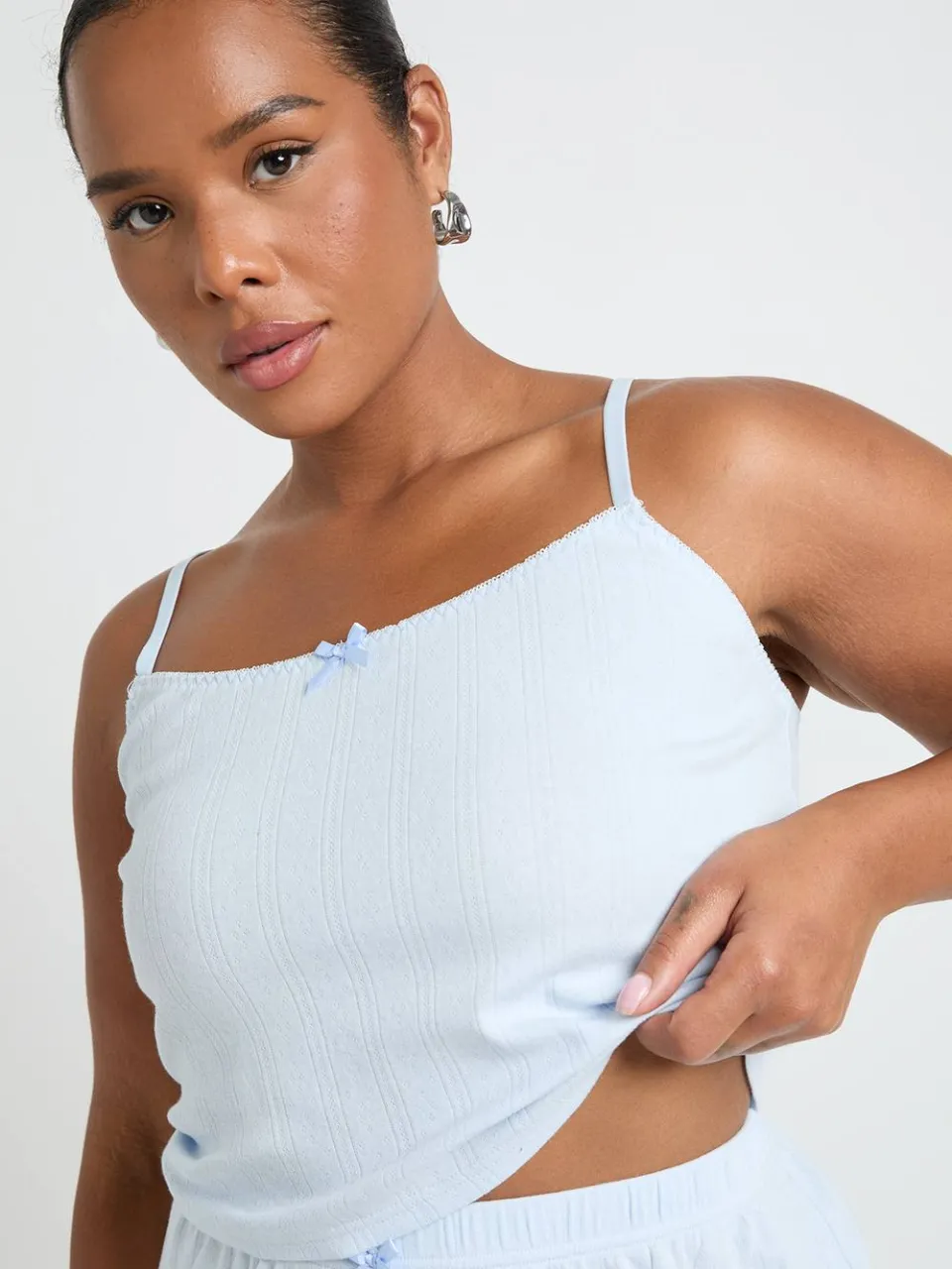 boohoo Dames Plus Pointelle Pyjamabroek babyblauw, foto 3