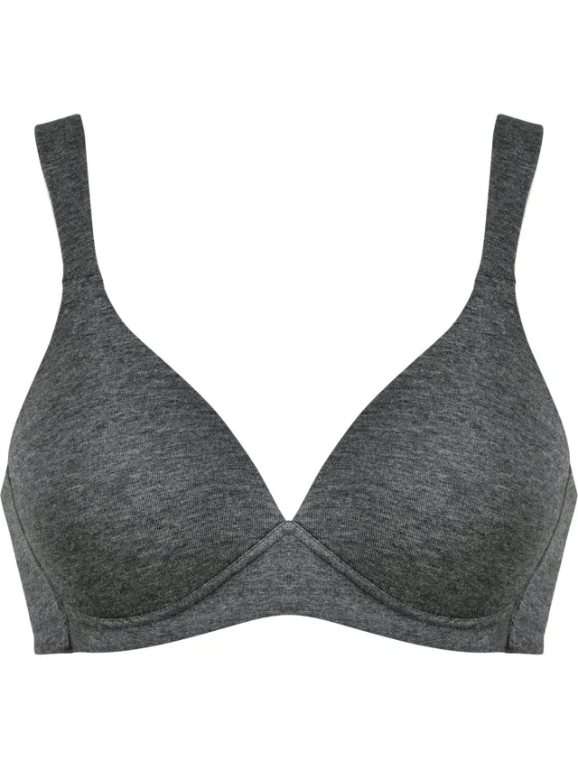 Naturana Katoenen soft bh met brede bandjes - 5520 - Grey melange-anthracite