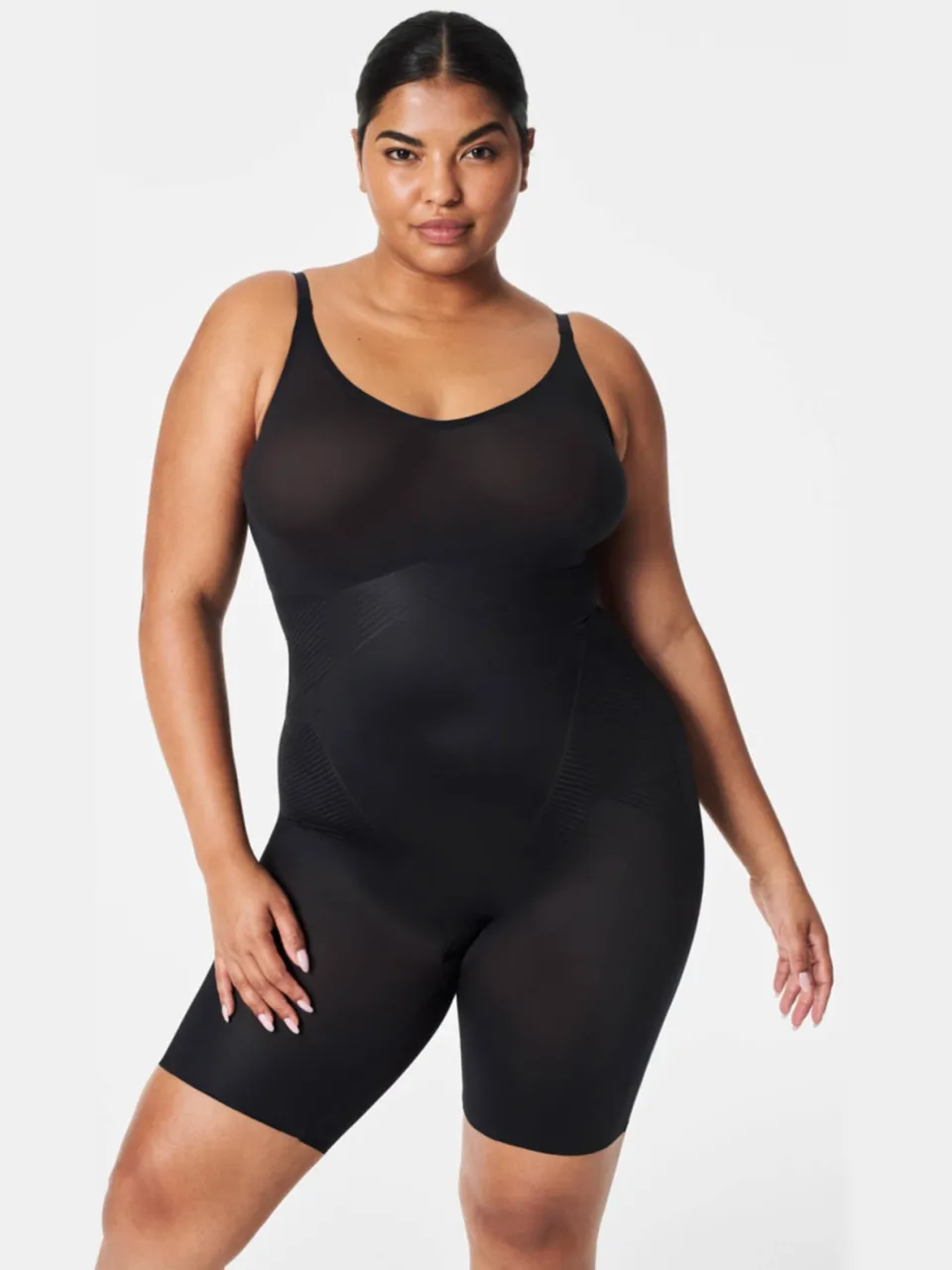 SPANX SPANXshape™ Invisible medium corrigerende Closed-Bust Mid-Thigh bodysuit zwart, foto 3