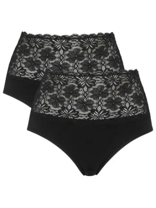 Damella Lace Maxi Briefs zwart Beige,Zwart,Wit