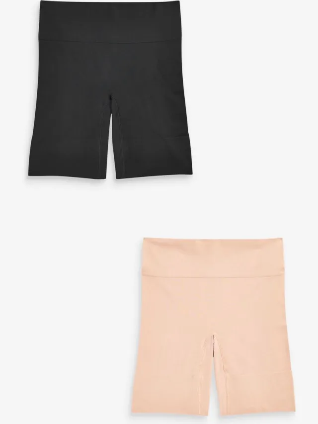 Next Dames - Set van 2 naadloze anti-schuur shorts - Zwart Black / Pastel Rose Nude