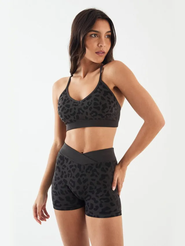 DSGN Studio Dames Dsgn Studio Leopard Naadloze Sport-bh Zwart