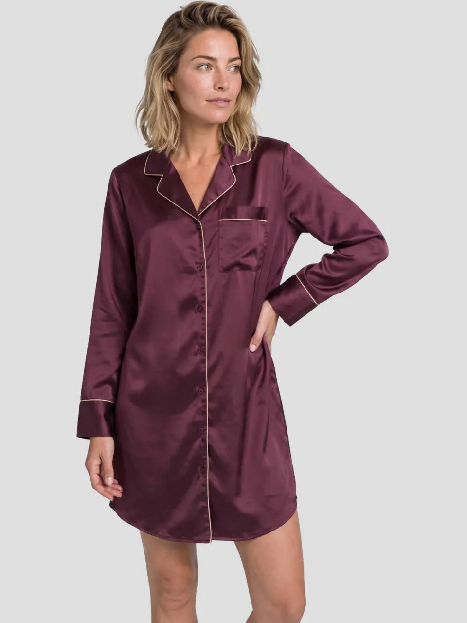 Dreamcovers satijnlook nachthemd bordeaux, foto 4