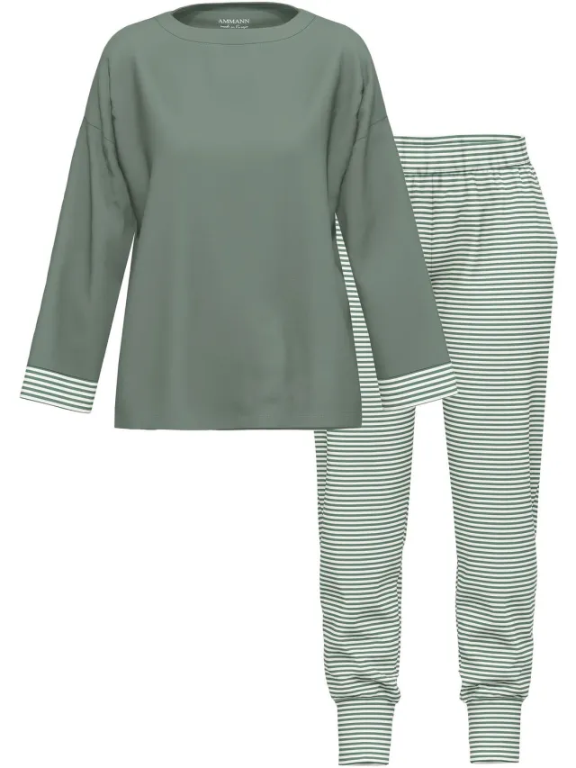 Ammann Dames shirt met lange mouwen, lange broek Night & Relax balsam green