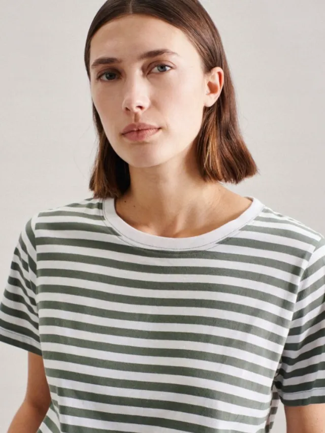 Seidensticker Pyjamashirt - Groen - Streep - Katoen