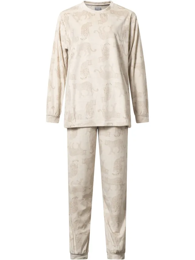Cocodream Quality Cocodream - warme en zachte dames pyjama 691973 - velours fleece - beige