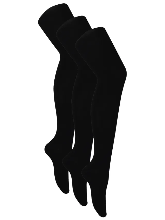 Sock Snob 3 Paar Dames Bamboeleggings | Sock Snob | Zachte Effen Opaque Panty’s | Warme Zwarte Panty - Zwart