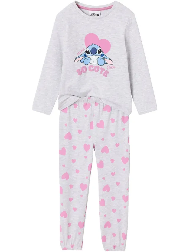 vertbaudet LILO & STITCH meisjespyjama gemêleerd grijs