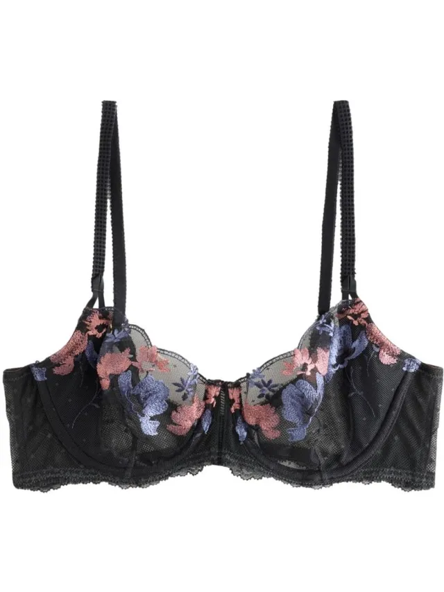 Next Dames - Premium Zwitsers ontworpen geborduurde balkonbeha zonder vulling - Blauw Navy