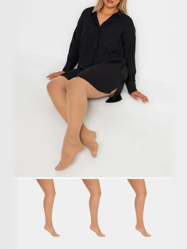 Yours Set Van Drie Paar Ladderbestendige Panty's Van 20 Denier In Naturalsize 66-68 Nude