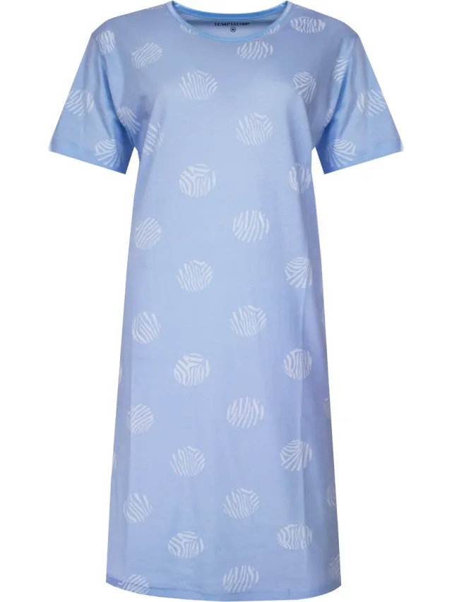 Temptation Dames Big Shirt - Korte Mouwen - Blauw