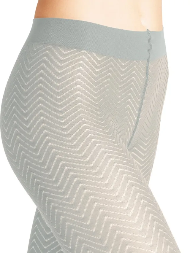 Falke Chevron gedessineerd materiaal halfdoorzichtig 50 DEN panty dames grijs-M grijs 3462
