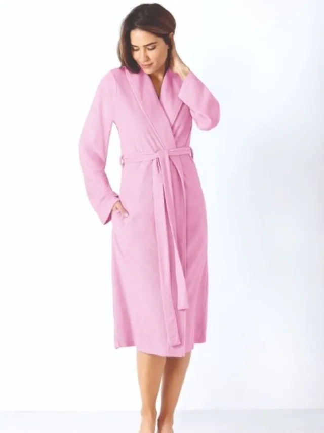 Hajo Badstof dames badjas magnolia Hajo - Roze - Maat - 48/50