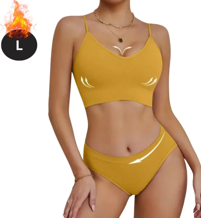 Nivard Lingerie Set Zonder Beugel - Zonder Bandjes - Push-up Bh's - Comfort Beha - Comfortabel - BH - Geel