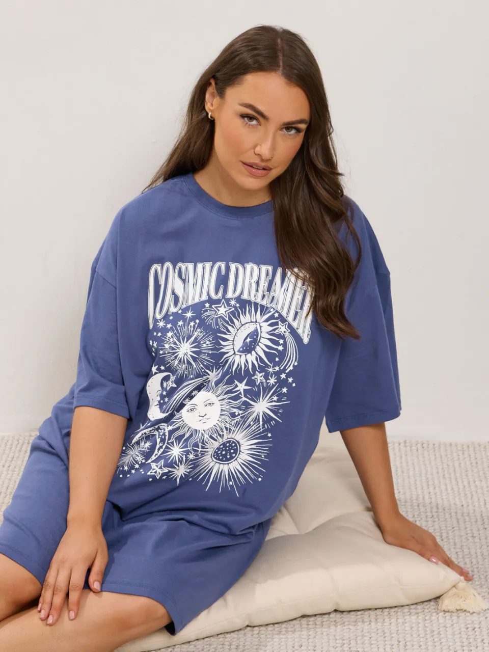 Yours Curve Marineblauw Slaapshirt Met Hemelprint-48, foto 2