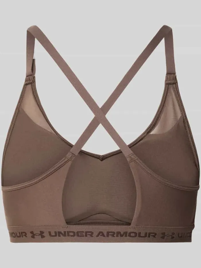 Under Armour Sport-bh met labelopschrift model 'UA Crossback Low Bra' donkerbruin, foto 2