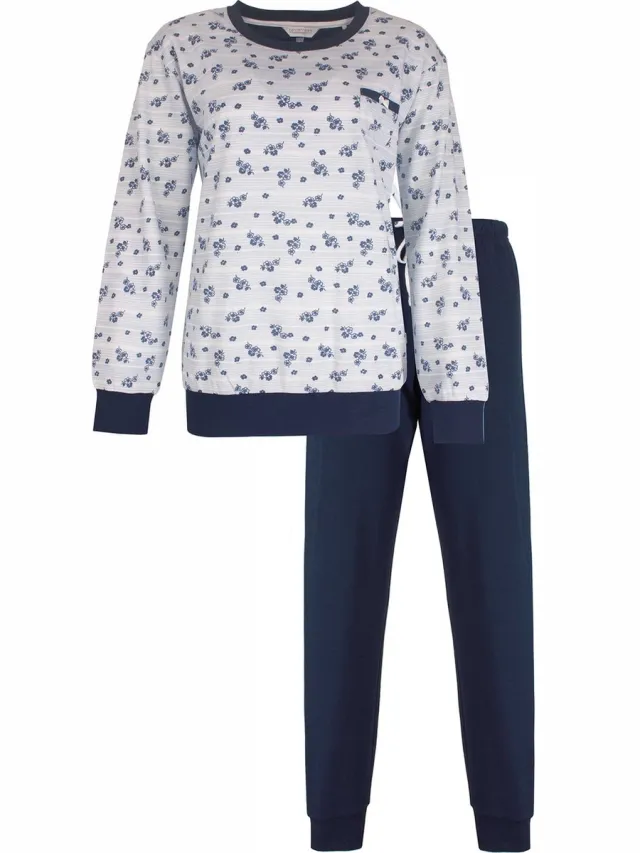 Tenderness Dames Pyjama - Fleece - Bloemen - Licht Blauw