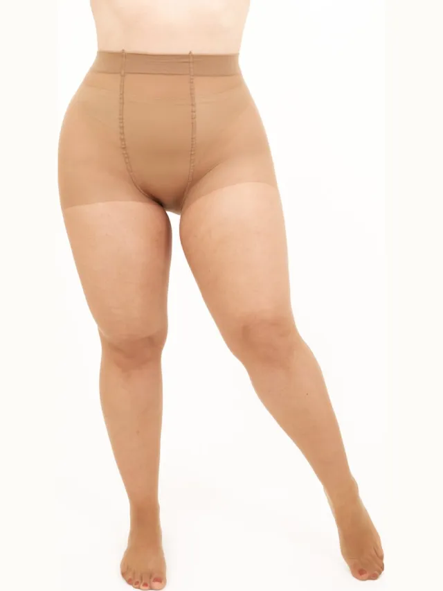 Giulia Panty - Mollie 20 - Grote Maten - Plus Size - Maatje Meer - Zijde Glans - Korte Benen - 20 Den - 1XL - Caramel