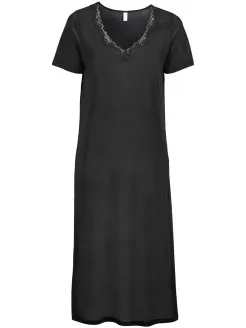 Damella Silk Short Sleeve Nightdress Zwart
