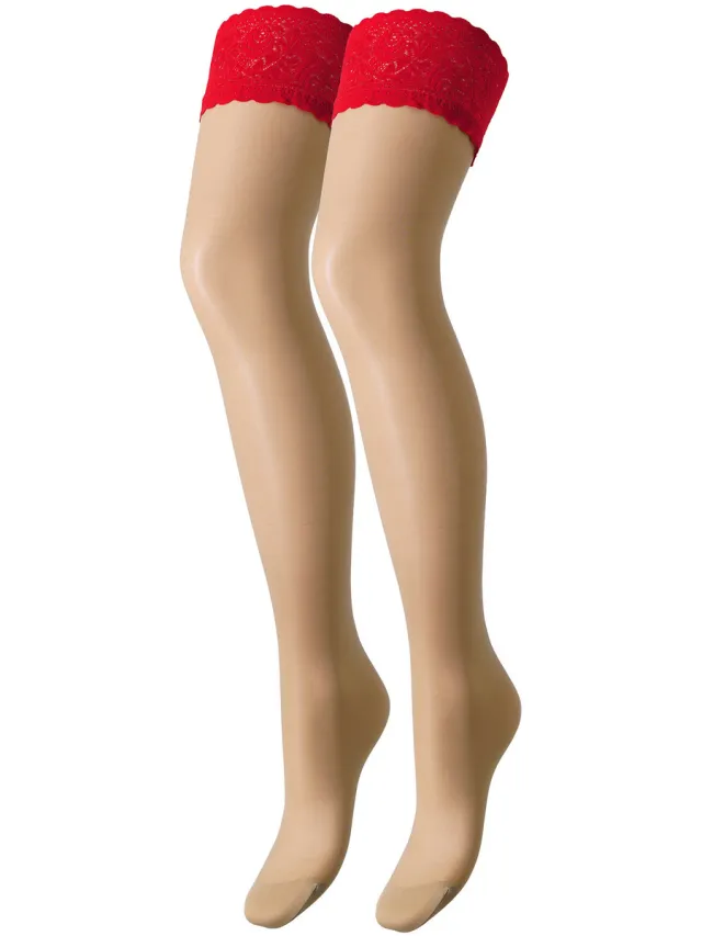Trasparenze Panty’s/Kousen Trasparenze Autoreggente 20 Denary Rosy Rood