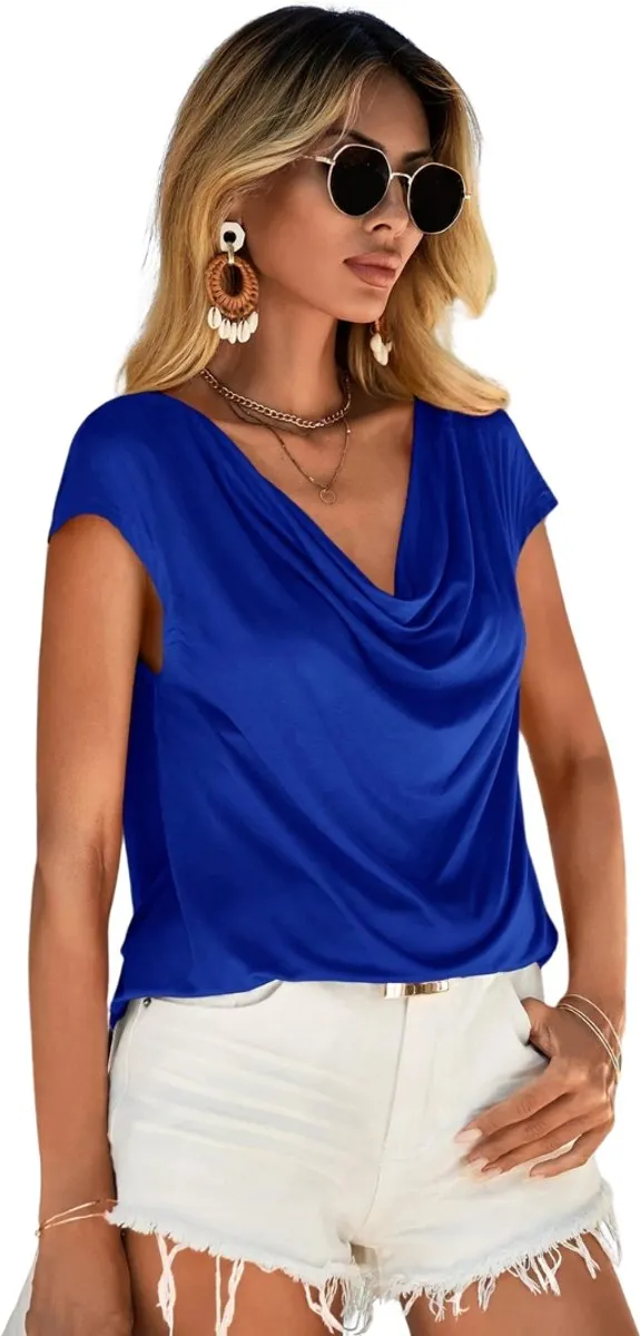 Livano Topje Dames - Kleding - Shirt - Blouse - Kort - Volwassen - Blauw