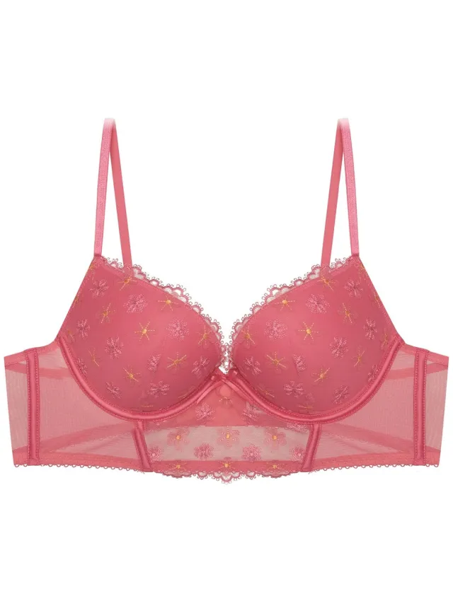 ESOTIQ Bloomy - Push-up beha - Felroze - Bloemenpatroon