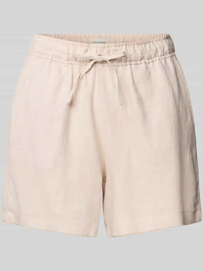 Schiesser Regular fit korte linnen pyjamabroek met tunnelkoord Offwhite