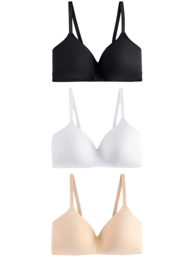 Next Dames - DD+ ultiem comfort beha's van katoenmix verpakking van 3 - Zwart Black/White/Pastel Rose Nude
