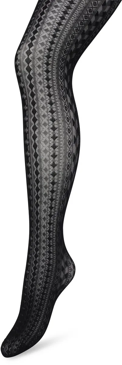 Bonnie Doon Grafische Panty 40 Denier Zwart Dames - Grafisch - Print - Gladde Naden - Maximaal Draagcomfort - Chique Panty - Feestelijk - Geometrie Tights - Black - BP221902.101