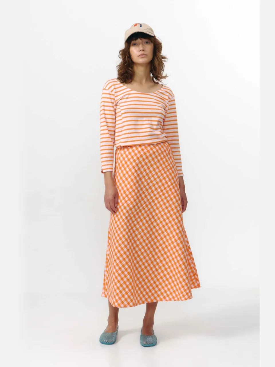 SUITE13LAB dames vegan Rok Belen Check Oranje