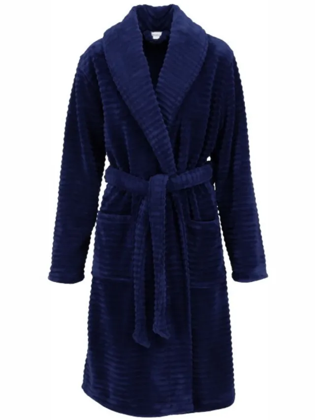 Ringella Fluweelzachte dames badjas nachtblauw Ringella - Blauw - Maat - 38